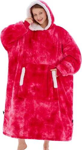 Vista 28 de yescool - Cobija con capucha, sudadera de franela de forro polar sherpa para adultos, mujeres y hombres, talla única