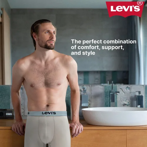 Vista 4 de Levi's Calzoncillos tipo bóxer de microfibra para hombre, ultra suaves, paquete de 4