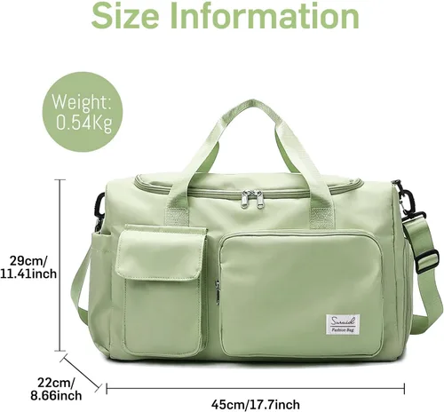 Vista 2 de Suruid Bolsa de gimnasio deportiva con compartimento para zapatos, bolsa de viaje con bolsillo separado seco y húmedo para hombres y mujeres, bolsa