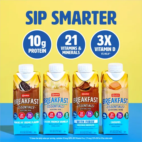 Vista 4 de Carnation Breakfast Essentials - Bebida lista para tomar sabor Cookies n' Creme en botella de 8 onzas líquidas (24 unidades, el empaque puede variar)