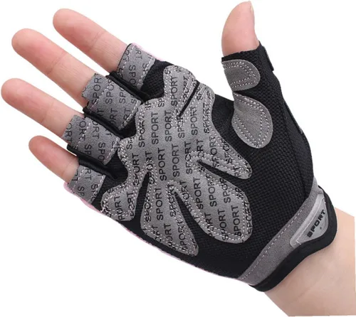 Vista 5 de Women Sports Half Finger Training Gloves with Anti-Slip Silicone Palm Breathable Sweat-Absorbing Fitness Gloves for Weightlifting and Dumbbell