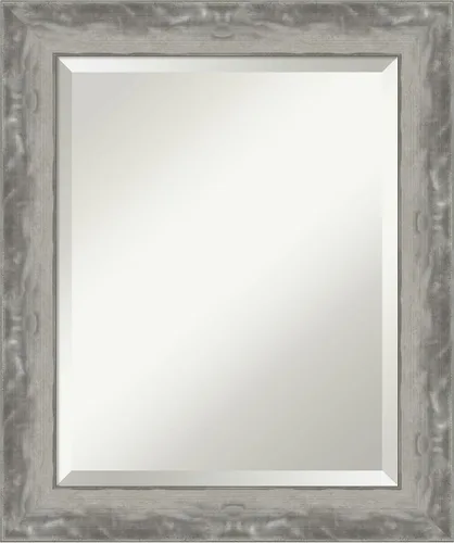 Vista 9 de Amanti Art Espejo de pared plateado de 35 x 45 pulgadas, con línea de onda, angosto, rectangular, para decoración de pared, sala de estar, marco