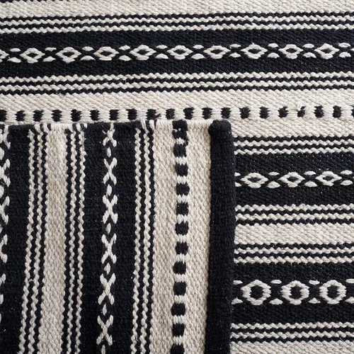 Vista 5 de SAFAVIEH Montauk Collection - Alfombra de pasillo de 9 pies, color negro y marfil, diseño bohemio, ideal para zonas de alto tráfico en pasillo, baño