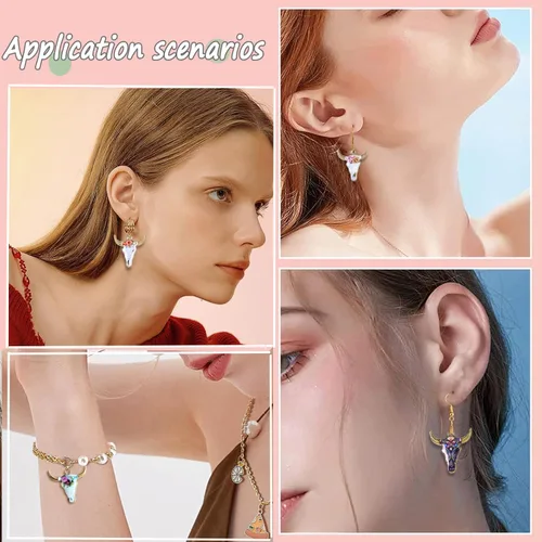 Vista 3 de Colgantes de Esmalte Chapados en Oro Vacas Encantos de Animales Metálicos para Aretes, Collares, Pulseras, Llaveros, Accesorios de Joyería DIY