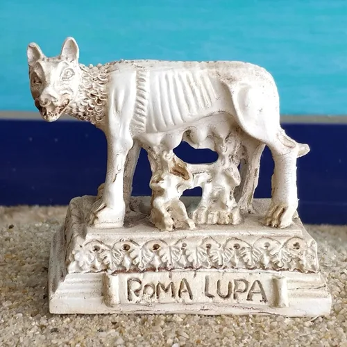 Vista 2 de Estatuas de lobo de la antigua Roma pequeña escultura de reptil acuario terrario pecera decoraciones adorno tortuga lagartija tanques decoración