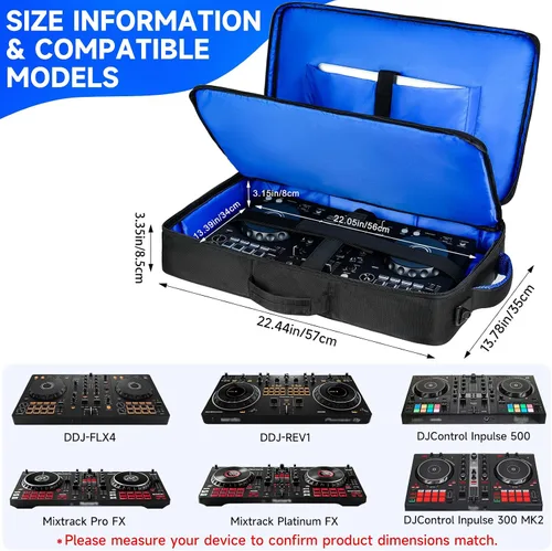 Vista 2 de Funda para controlador de DJ compatible con Pioneer DDJ-FLX4/DDJ-REV1 Negro&azul