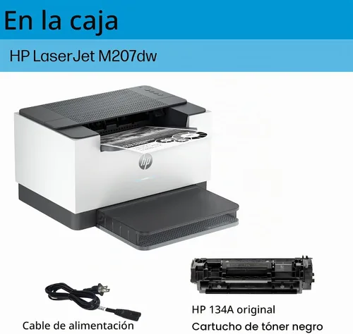 Vista 5 de Impresora láser inalámbrica HP LaserJet M207dw, Blanco y Negro, Dúplex, Ideal para la Oficina