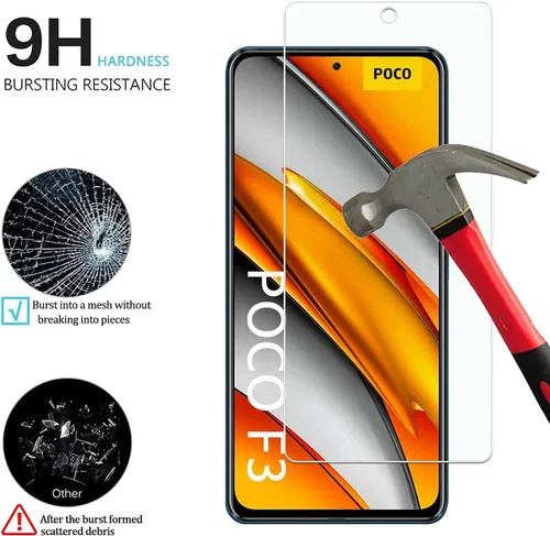 Vista 3 de [Paquete de 3] Protector de pantalla de vidrio templado para Xiaomi Poco F3 fácil de instalar, antiarañazos, antihuellas, sin burbujas, protector