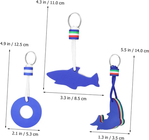 Vista 2 de 3 llaveros flotantes para llaves de barco para deportes acuáticos clave para pesca, natación y actividades de surf, Azul, Mediana