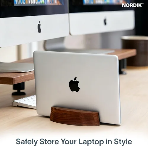 Vista 8 de Nordik - Soporte Vertical Ajustable para Laptop - Nogal - Soporte Premium para Laptop para Oficina en Casa, Ingenieros de Software - Base
