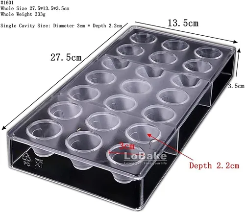 Vista 2 de LoBake 21 cavidades de diámetro 1.2 in forma de cono de policarbonato PC chocolate molde caramelo cubo de hielo molde Sugarcraft moldes DIY hornear