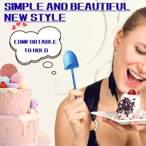 Vista 5 de OaaXbbECco Cucharas de postre plásticas desechables lindas de la forma de la pala de la novedad