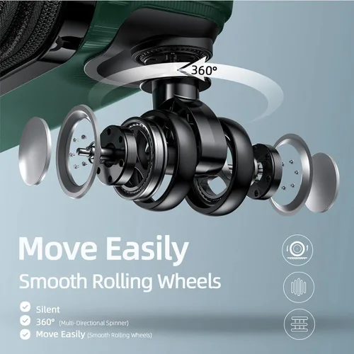 Vista 3 de SHOWKOO Juegos de equipaje.., Verde oscuro, Equipaje de ruedas universal expandible rígido