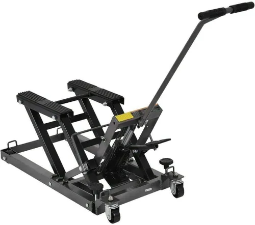 Vista 5 de Goplus - Elevador / gato hidráulico de tijera, para motocicleta, todoterreno, cuatriciclo, moto, 1.500 lbs, Negro