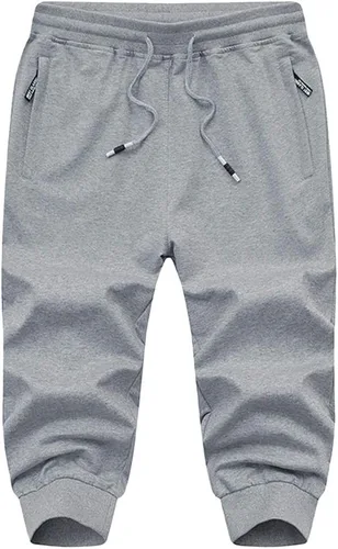 Vista 2 de MAGCOMSEN Pantalones capri de 34 para hombre con bolsillos con cremallera, ajustados, para entrenamiento, correr, entrenamiento, pantalones capri