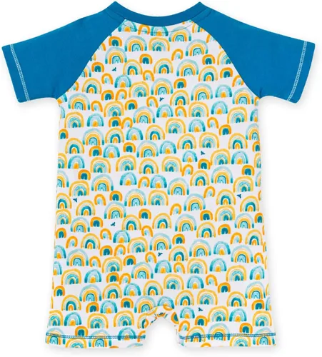 Vista 2 de Burt's Bees Baby - Enterizo para bebés niños, 100% algodón orgánico, conjunto de una pieza, Arco iris retro, 9 meses