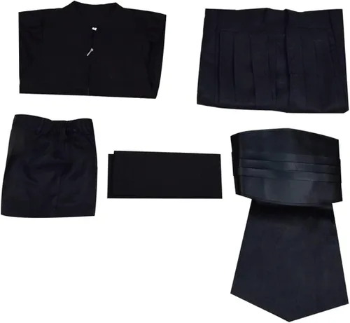 Vista 7 de Disfraz de Darth Maul para niños, túnica negra Jedi, conjunto completo de uniforme de Darth con capucha, traje de Halloween y cosplay