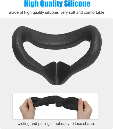 Vista 7 de AMVR - Funda facial para Quest 2, máscara facial de silicona a prueba de sudor y cojín facial para auriculares Quest 2 VR, lavable, ligera