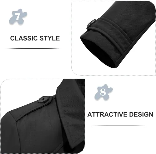 Vista 7 de FARVALUE Gabardina impermeable para mujer, cortavientos de doble botonadura, abrigo clásico con solapa con cinturón y capucha extraíble