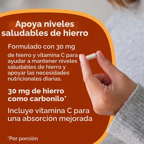 Vista 4 de Suplemento de hierro con vitamina C, 30 mg de hierro, 60 mg de vitamina C, vitaminas bariátricas para pacientes con WLS, manga vertical y cirugía