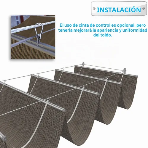 Vista 4 de Patio Cubierta de Sombra Retráctil para Pérgola de 3 pies de Ancho x 12 pies de Largo, Repuesto de Toldo, Cubiertas de Tela para Pérgolas al Aire