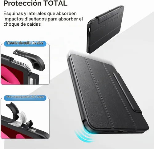 Vista 6 de SPARIN Funda para iPad mini 7 A17 Pro 2024/iPad Mini 6 2021 de 8.3 pulgadas, cubierta magnética desmontable, soporte vertical/horizontal con soporte