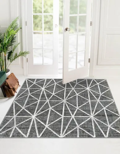 Vista 22 de Unique Loom Matrix Trellis Collection - Alfombra geométrica (2 pies x 6 pies 1 pulgada, azul/azul claro)