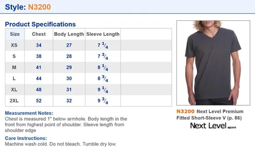 Vista 2 de Next Level - Camiseta ajustada de manga corta con cuello en V para hombre