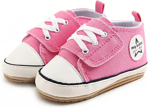 Vista 5 de GAISUMMI Unisex Baby Girls Boys Shoes Infant Canvas Sneakers Anti-Slip Rubber Sole Newborn Crib Shoes Toddler Outdoor Athletic First Walkers