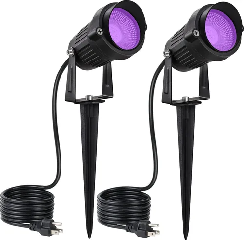 Vista 8 de URTOM Luz negra para exteriores de 120 V para Halloween, luz negra, impermeable, luz LED negra, luz LED negra, 15 W, focos morados, luces negras