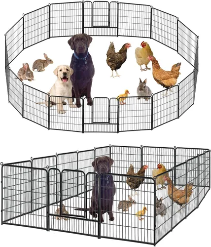 Vista 7 de Rollick Corralito para perros para patio, campamento de caravana, 40 pulgadas, 8 paneles para cachorros y perros pequeños, corral para perros