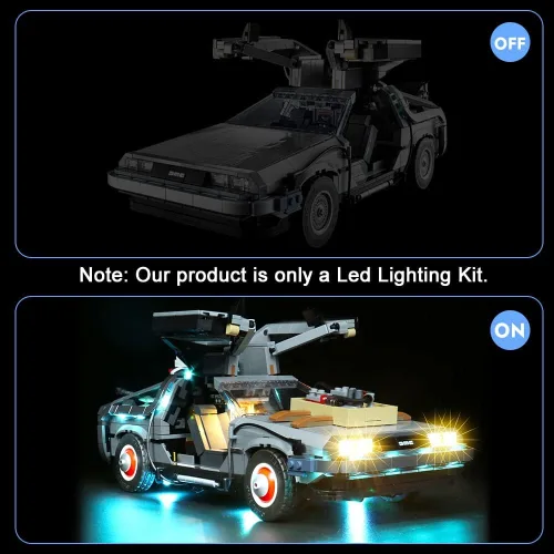 Vista 8 de VONADO Kit de luz LED compatible con Lego Back to the Future Time Machine 10300 (sin modelo), kit de iluminación compatible con juguetes