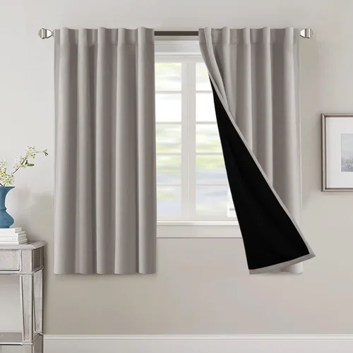 Vista 57 de H.VERSAILTEX Cortinas 100% opacas para dormitorio con forro negro, cortinas de oscurecimiento de habitación completa, con aislamiento térmico