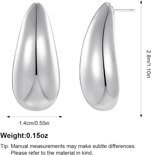 Vista 6 de MUYAN Aretes largos de gota de agua para mujer, aretes de gota cepillados, oro y plata
