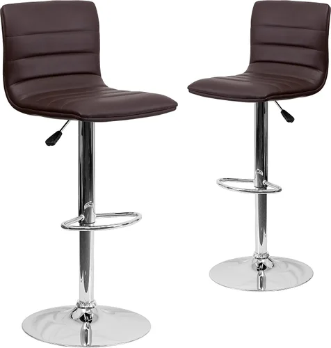 Vista 11 de Flash Funiture silla de bar ajustable con base cromada, Vinilo, Gris
