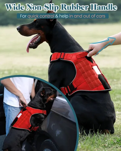 Vista 8 de Chaleco de perro de servicio para perros medianos, arnés de perro de servicio en entrenamiento con parches, chaleco ajustable para perros
