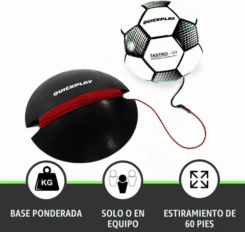 Vista 2 de QUICKPLAY Pelota de entrenamiento de fútbol Replay Bola de entrenamiento elástica ajustable con peso base