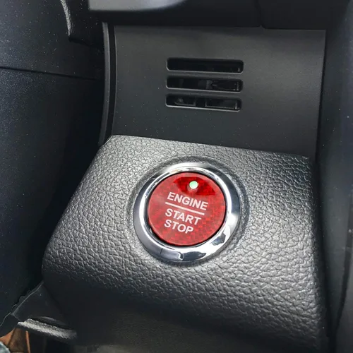 Vista 8 de Xotic Tech - Cubierta de botón de arranque de motor sin llave, de fibra de carbono, color rojo, adhesivo para botón de encendido compatible con Ford