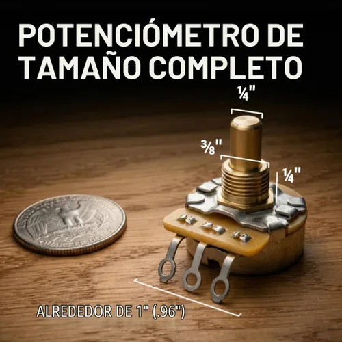 Vista 8 de Potenciómetro CTS 250k para guitarra - Eje sólido corto personalizado, cono de audio, 10% de tolerancia (2x)