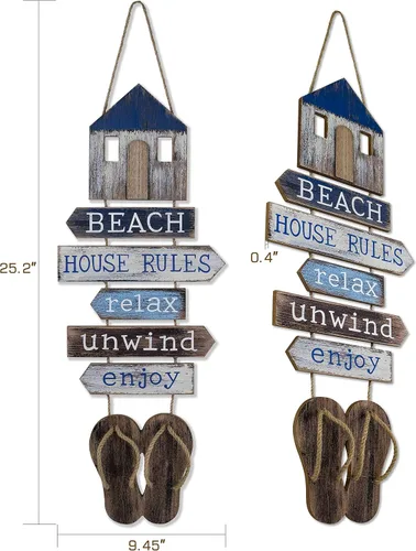 Vista 2 de SAILINGSTORY - Placa para colgar en la pared, diseño de playa Flip Flop