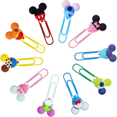 Vista 10 de AUAUY 10 bolígrafos de dibujos animados, bonitos bolígrafos de orejas de personaje con cabeza de ratón, bolígrafo retráctil, multicolor jumbo