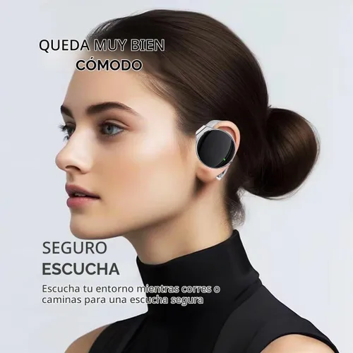 Vista 3 de Auriculares Bluetooth de oreja abierta con ganchos para colocar sobre la oreja, auriculares inalámbricos Bluetooth 5.4, tiempo de reproducción de 52