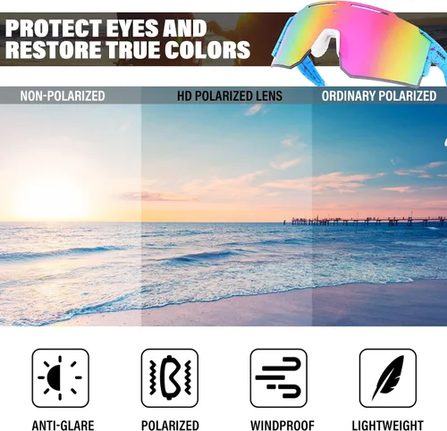 Vista 5 de Gafas de sol polarizadas deportivas para mujeres y hombres, UV400, gafas de ciclismo, béisbol, correr, pesca, al aire libre, resistentes al viento
