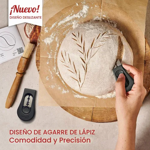Vista 7 de Kit de Inicio de Masa Madre KneadAce – Tarro de Inicio de 24oz, 2 Cestas de Prueba Banneton de Cuerda de Algodón, Lama Magnética para Cortar