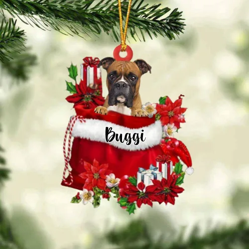 Vista 63 de Perro Akita Inu personalizado en bolsa de regalo, adorno de Navidad, nombre personalizado, regalo para amantes de los perros, familia, Navidad