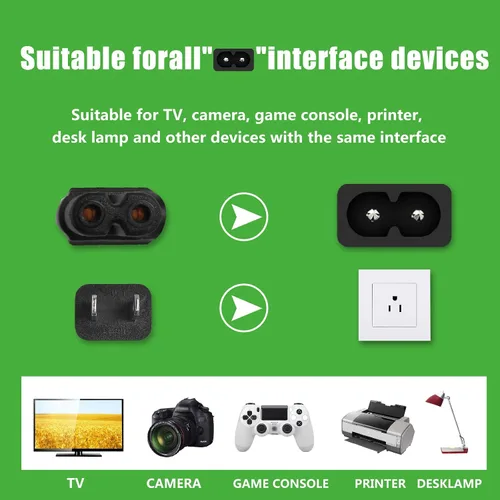Vista 3 de Cable de alimentación de repuesto para TV, ángulo recto, 90 grados, 2 puntas, 3 pies, en forma de L, figura 8, C8, cable de alimentación