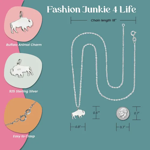 Vista 2 de FashionJunkie4Life Collar con dije de animal de plata esterlina para mujer