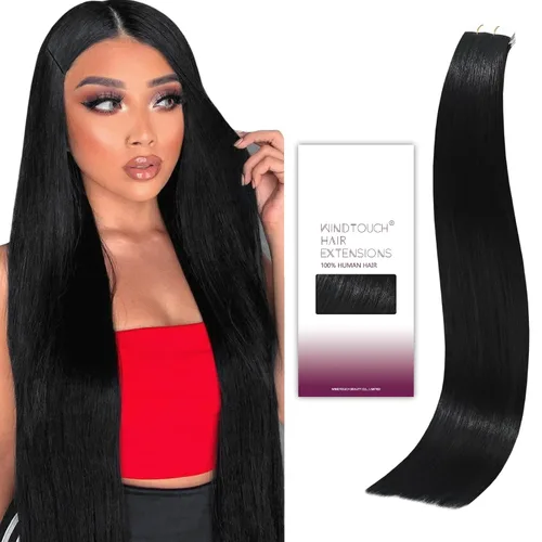Vista 18 de WindTouch Extensiones de cabello humano con cinta adhesiva, color rojo, 20 unidades, 14 pulgadas, #rojo, 1.06 oz