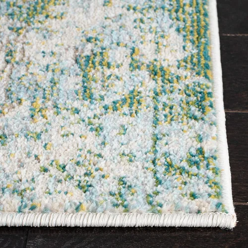 Vista 2 de SAFAVIEH Madison Collection - Alfombra decorativa de 2 pies 2 pulgadas x 4 pies, verde y azul, diseño abstracto moderno, no desprende pelusa