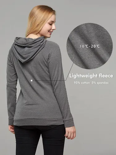 Vista 5 de Liu & Qu Sudadera de lactancia con capucha de manga larga para mujer, con bolsillo, ropa casual